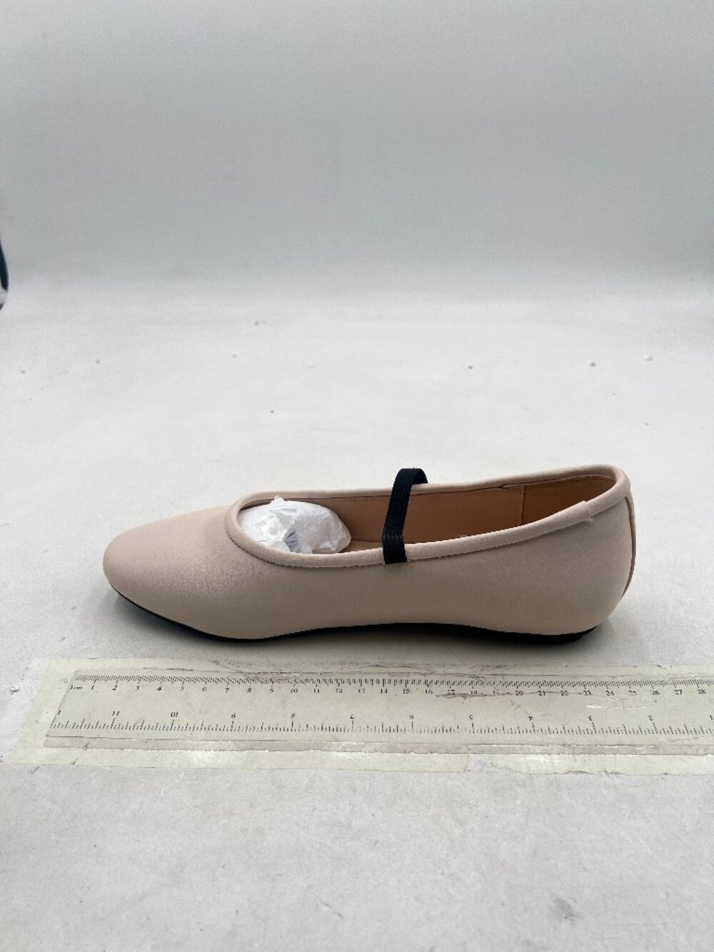 FSJ Beige Closed Toe Mary Jane Flats Elastic Strap Comfortable Shiny Party Flats